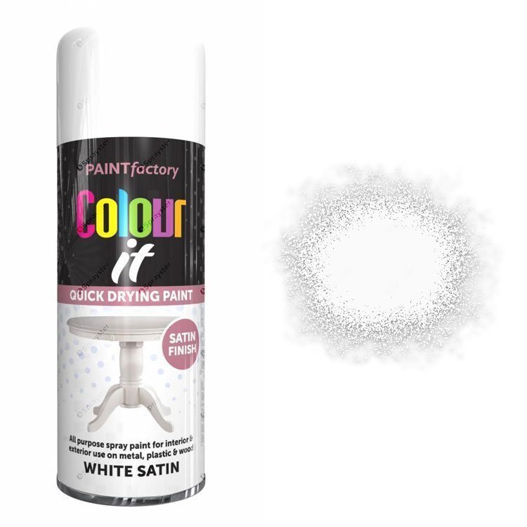Paint Factory Colour It Quick Drying Spray Paint White Satin Finish 400ml Paint Factory Colour It Quick Drying Spray Paint White Satin Finish 400ml